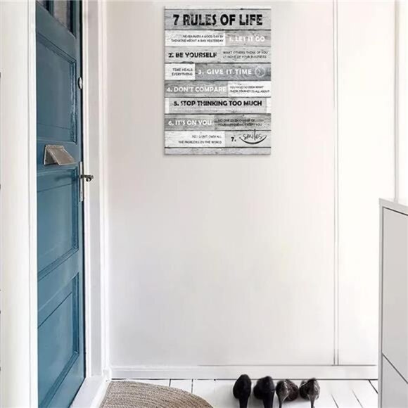 Inspirational Wall Art Motivational Quotes 7 Rules of Life Canvas Prints Wooden - Picture 4 of 6